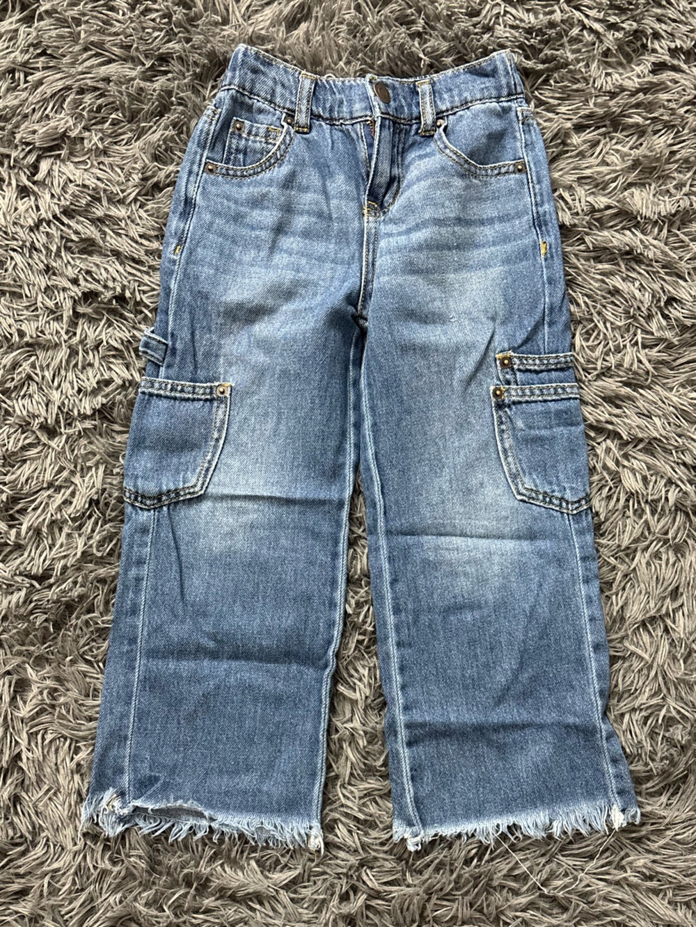 GB girls Blue Denim Cargo Pants Frayed-Hem Jeans Girl Toddler 3T